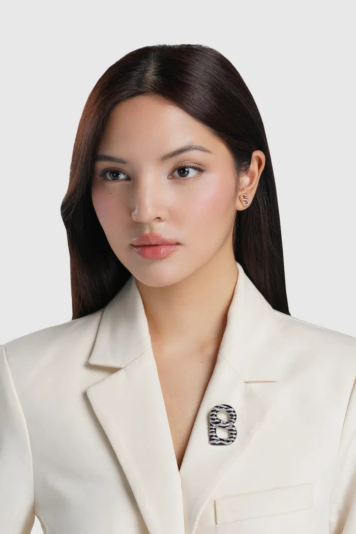 signature maris brooch in black silver by buttonscarves on blazers style look
