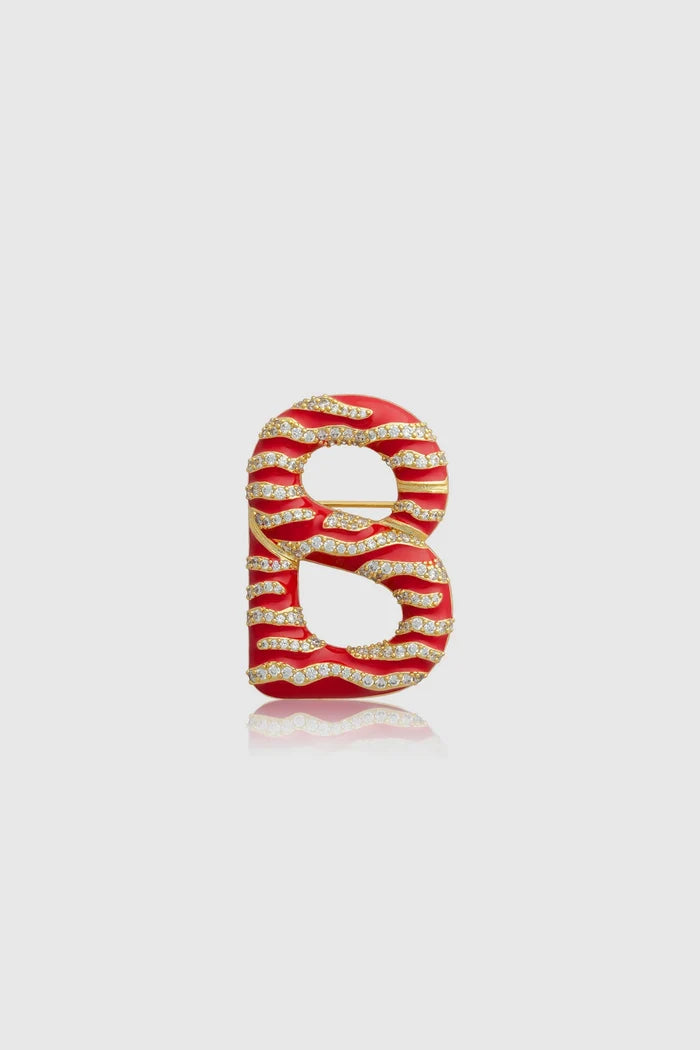 signature maris brooch in red by buttonscarves front view