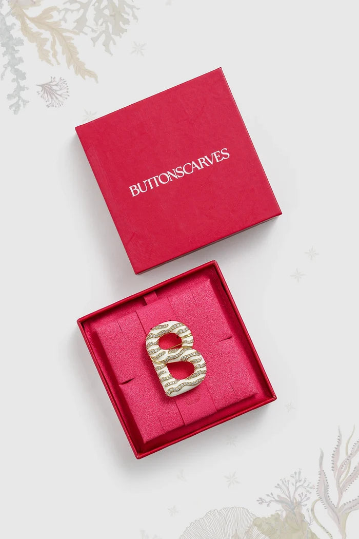signature maris brooch in white by buttonscarves