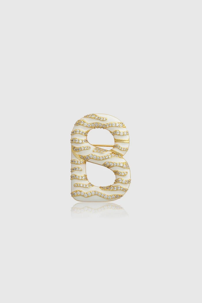 signature maris brooch in white by buttonscarves front view
