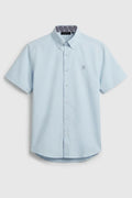signature men poplin shirt short sleeve in blue by buttonscarves