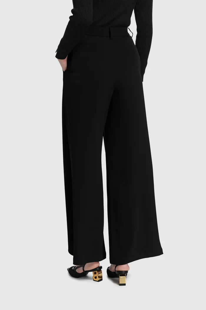 signature wide pants in black by buttonscarves back view