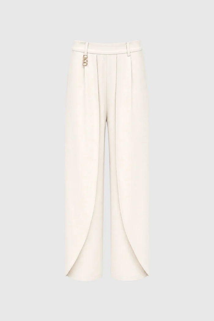 signature wide pants in cream by buttonscarves