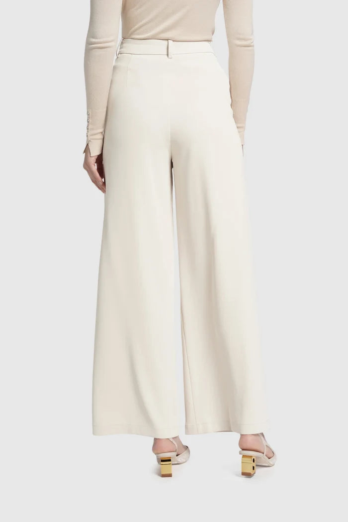 signature wide pants in cream by buttonscarves back view