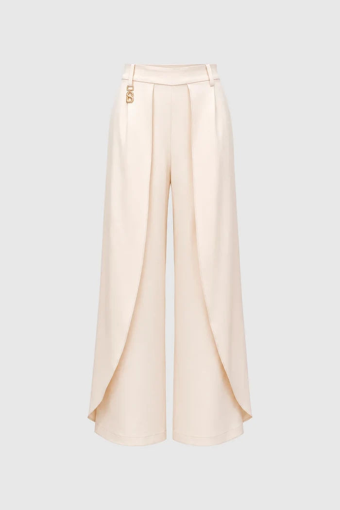 signature wide pants in ivory by buttonscarves
