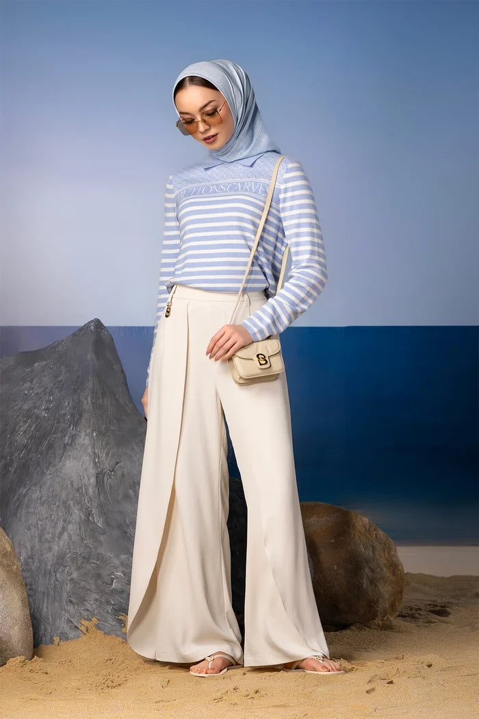 signature wide pants in ivory by buttonscarves style look