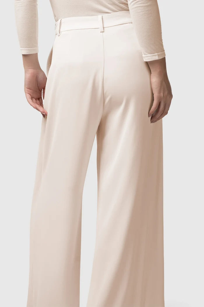 signature wide pants in ivory by buttonscarves back view