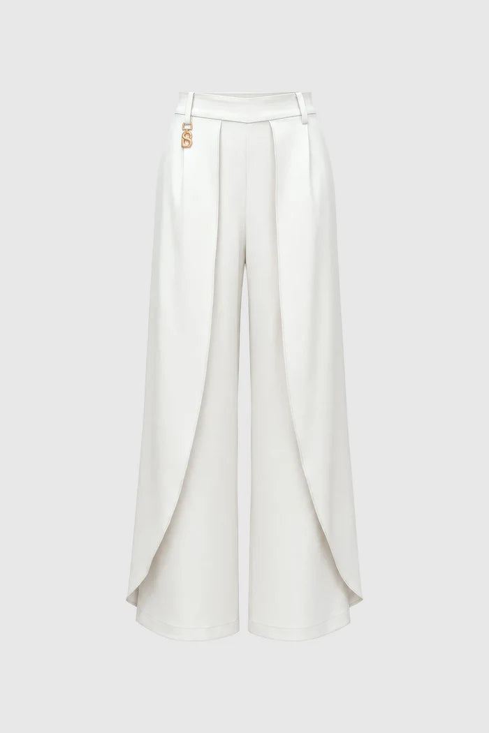 signature wide pants in white by buttonscarves