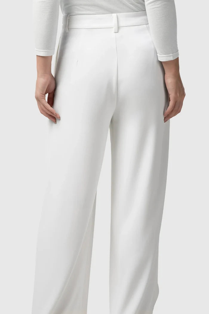 signature wide pants in white by buttonscarves back view