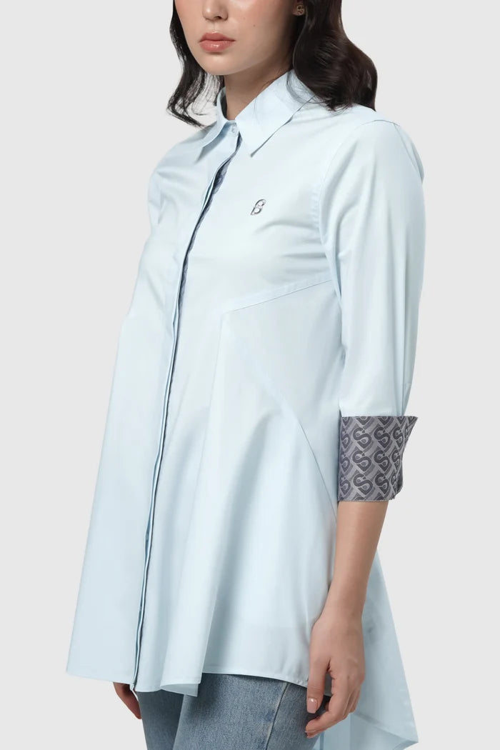 Signature Woman Poplin Shirt - Blue