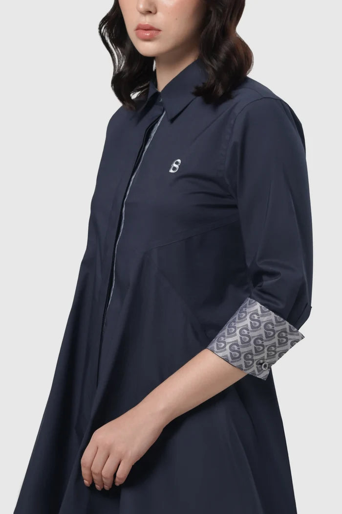 Signature Woman Poplin Shirt - Navy