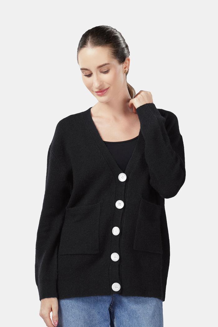 Signature Wool Cardigan - Black