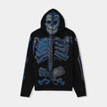Skeleton X-Ray Full Zip Up Mens Hoodie (Black/Blue)