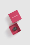 sofia round pin brooch in hematite by buttonscarves