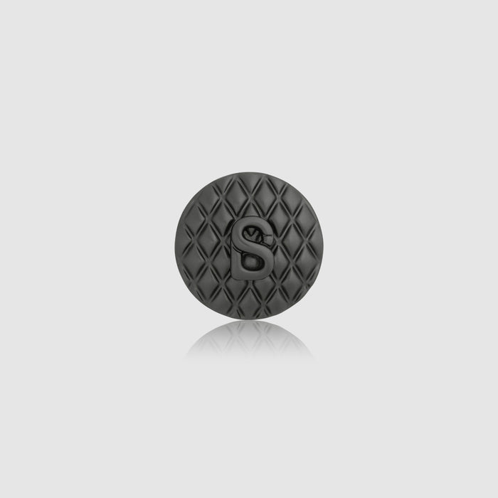 sofia round pin brooch in hematite by buttonscarves front view