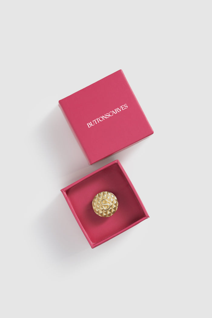 sofia round pin brooch in matt gold by buttonscarves
