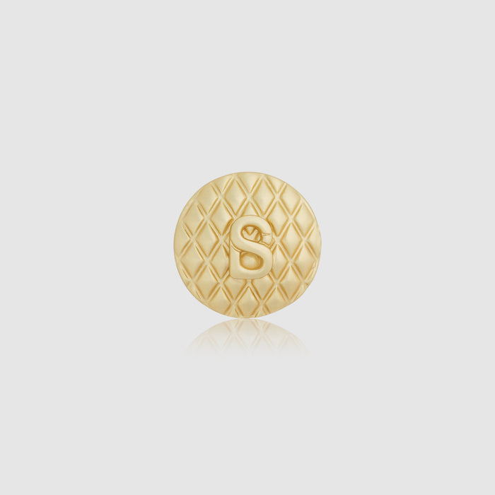 sofia round pin brooch in matt gold by buttonscarves front view