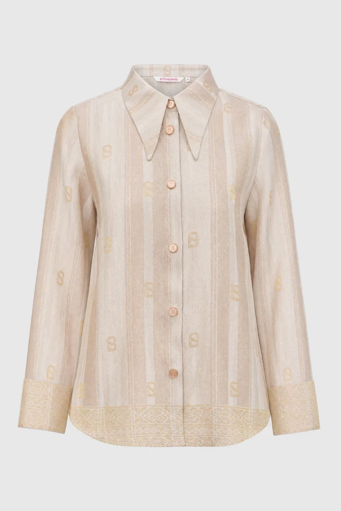 songket basic shirt cream by buttonscarves
