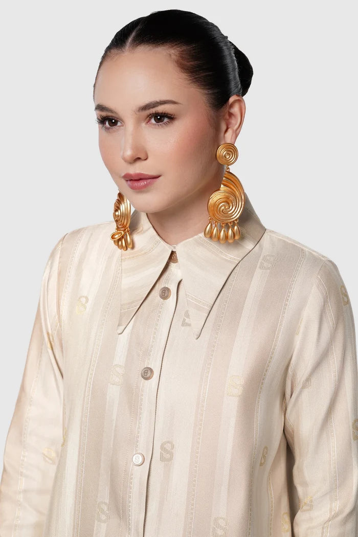 songket basic shirt cream by buttonscarves