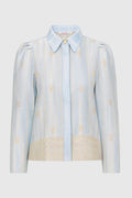 songket crop shirt blue by buttonscarves
