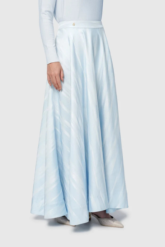 buttonscarves songket maxi skirt blue pattern detail