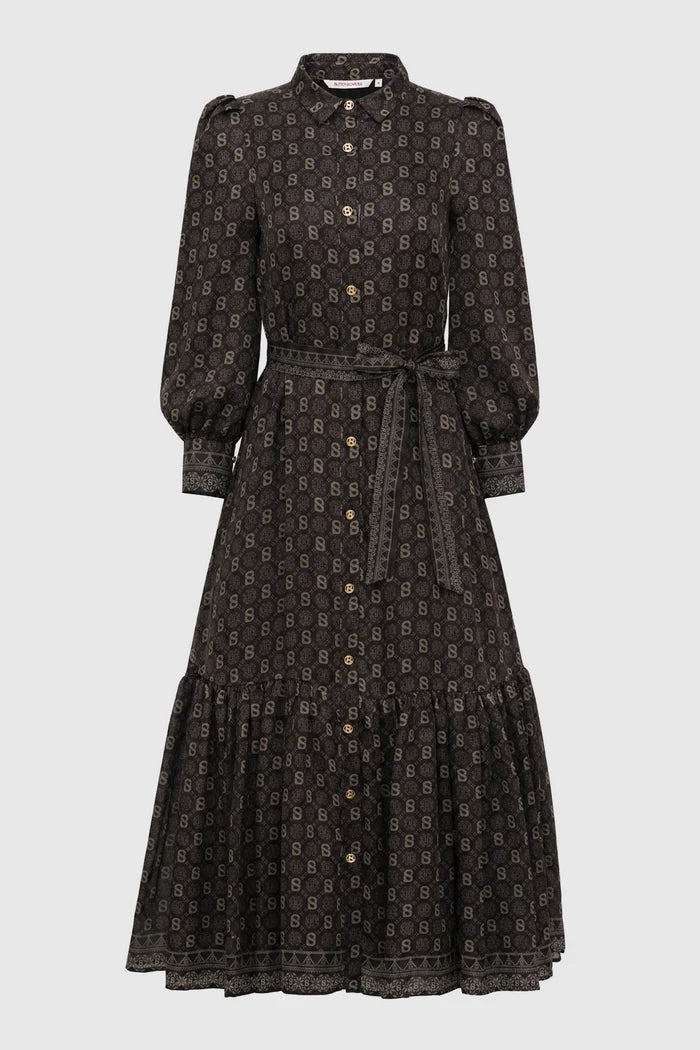songket puff shirt dress brown by buttonscarves