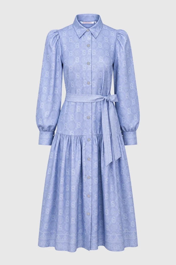 songket shirt dress blue by buttonscarves