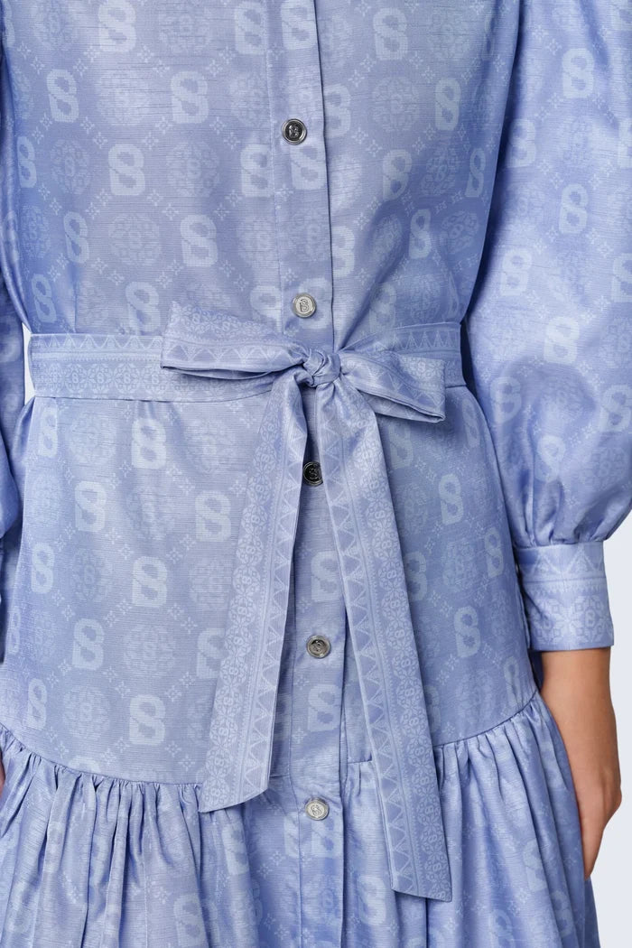 songket shirt dress blue styled outfit