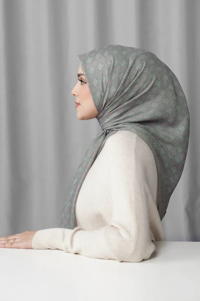 songket square scarf fog by buttonscarves side view
