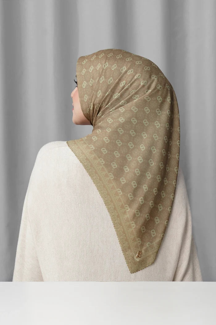 songket square scarf ginger by buttonscarves back view