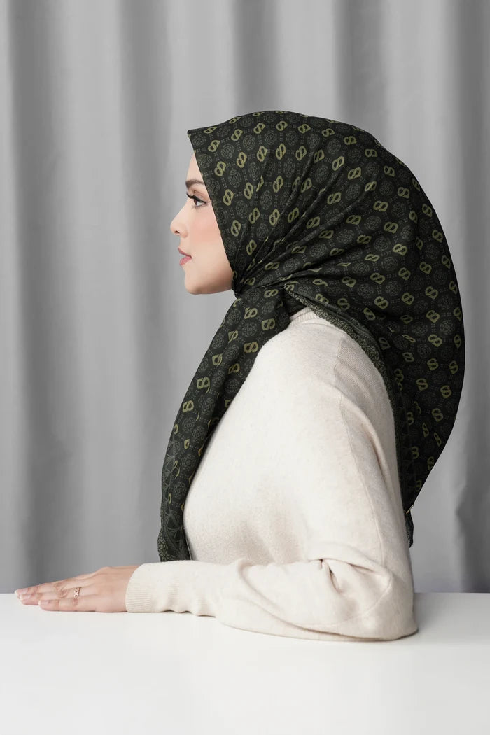 songket square scarf indigo by buttonscarves side view