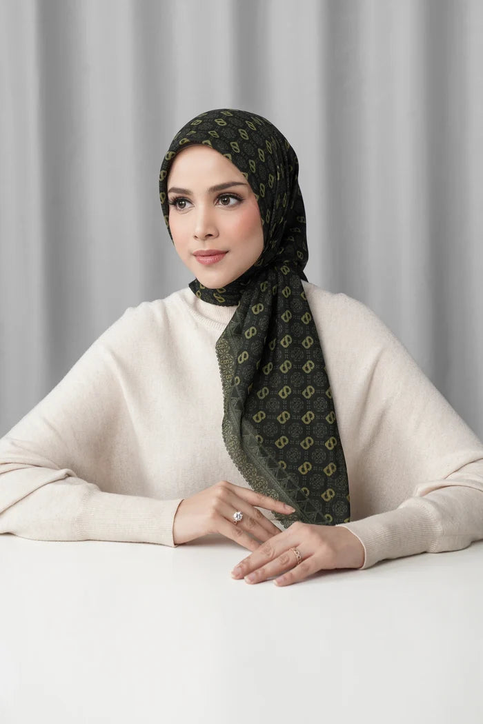 songket square scarf indigo styled outfit