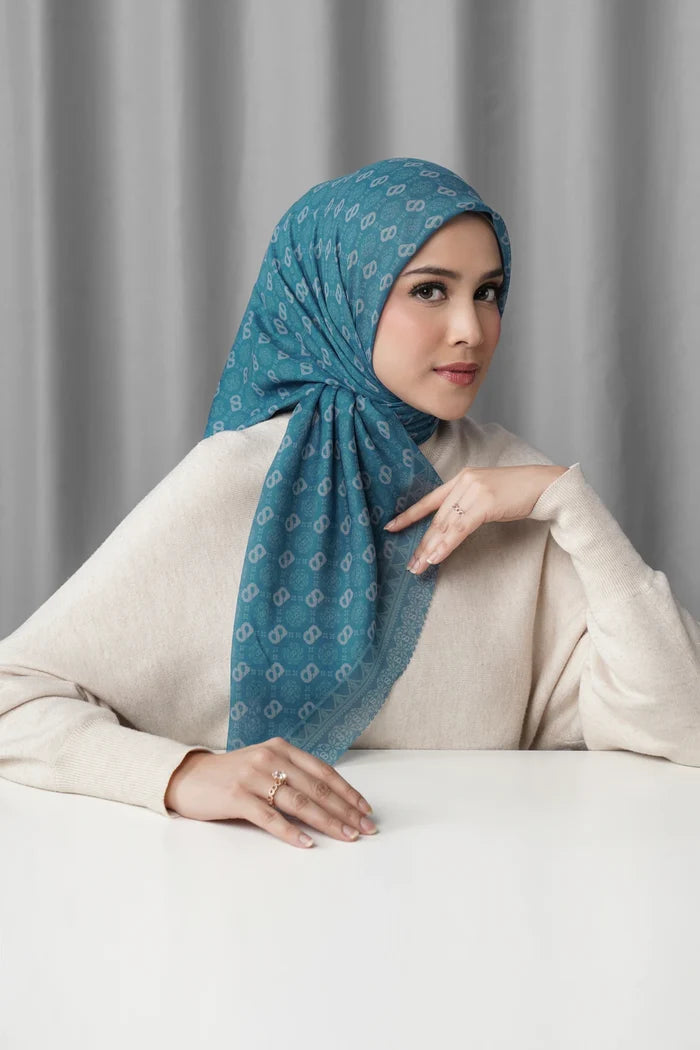 songket square scarf lychee by buttonscarves front view