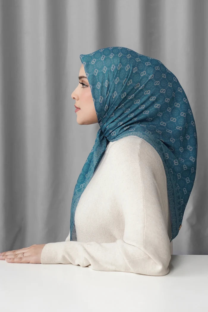 songket square scarf lychee by buttonscarves side view
