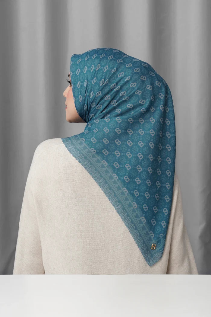songket square scarf lychee by buttonscarves back view
