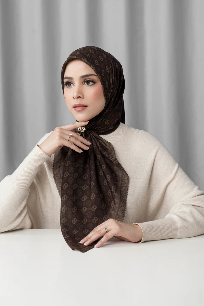 songket square scarf mahogany styled outfit