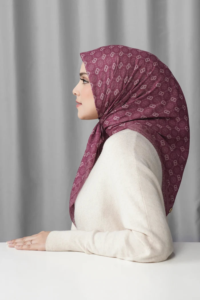songket square scarf orchid by buttonscarves side view