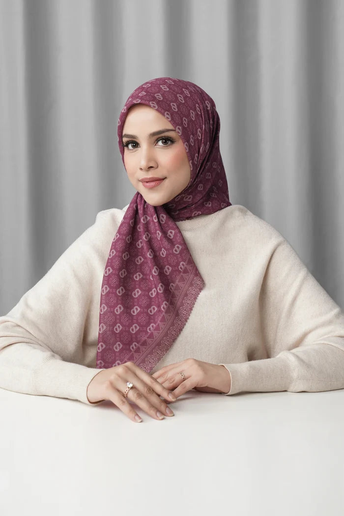 songket square scarf orchid styled outfit