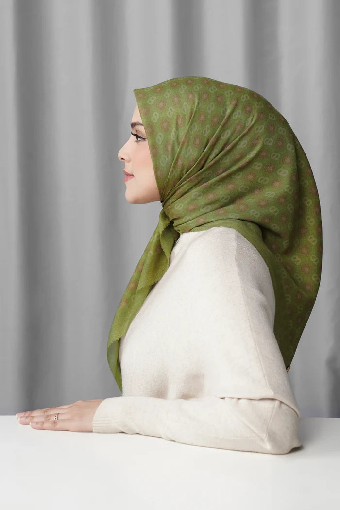 songket square scarf palm by buttonscarves side view