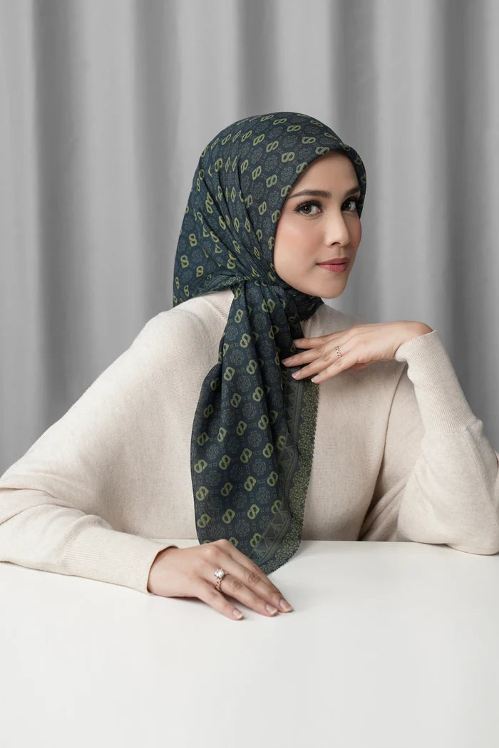 songket square scarf peacock by buttonscarves front view