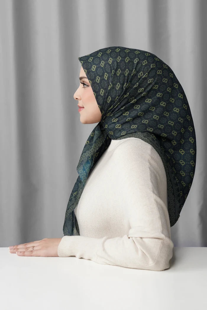 songket square scarf peacock by buttonscarves side view