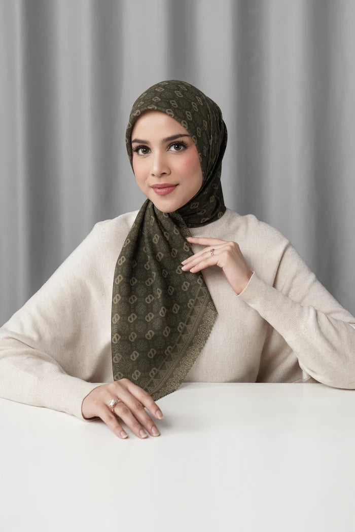 songket square scarf wood styled outfit