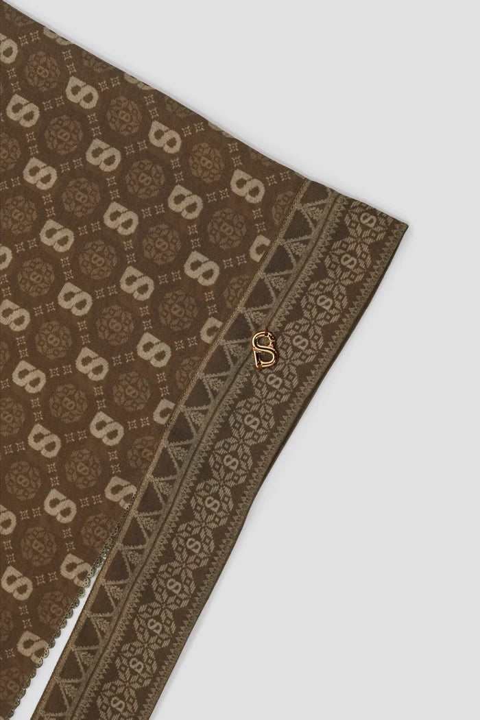 songket tie back shawl in cinnamon by buttonscarves pattern detail