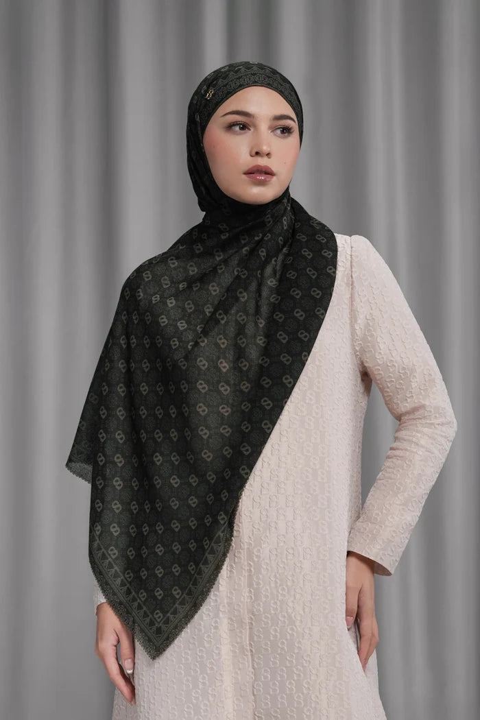 Songket Tie Back Shawl - Coal