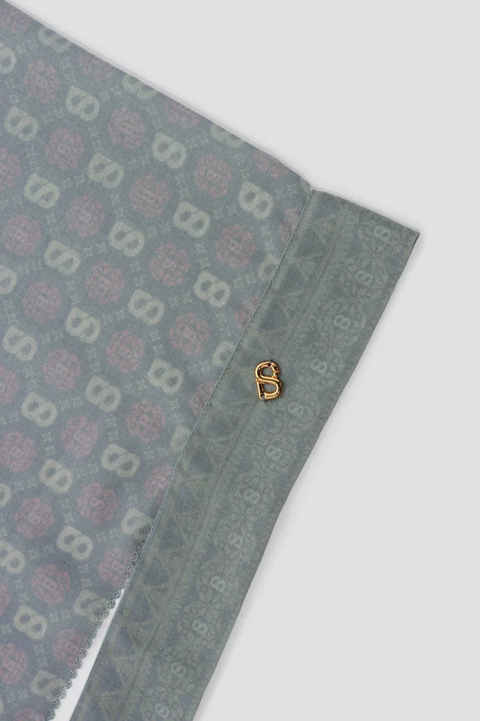 songket tie back shawl in fog by buttonscarves pattern detail