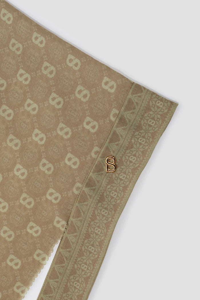 songket tie back shawl in ginger by buttonscarves pattern detail
