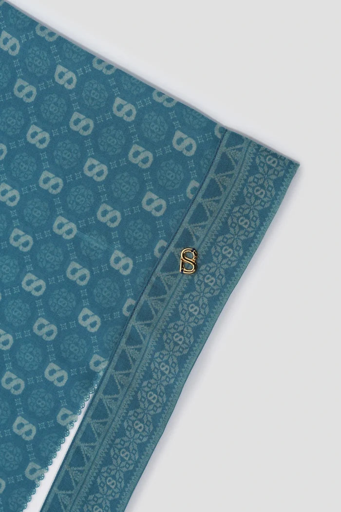 songket tie back shawl in indigo by buttonscarves pattern detail