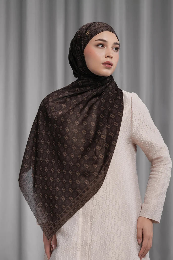 songket tie back shawl in mahogany by buttonscarves