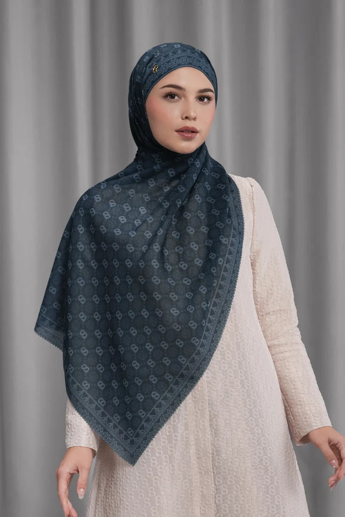 songket tie back shawl in maritime blue by buttonscarves