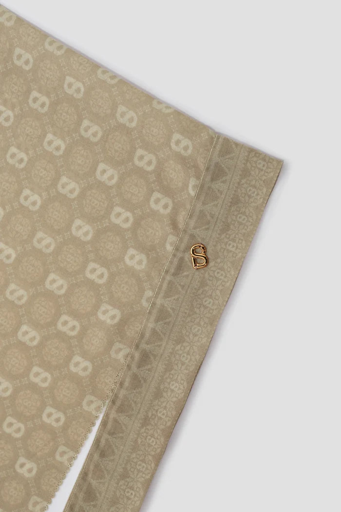 songket tie back shawl in sand by buttonscarves pattern detail